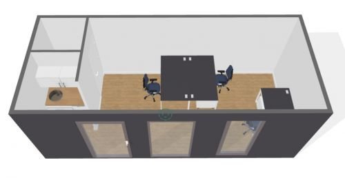 Container de bureau de 21 m² avec WC et kitchenette – Image 2